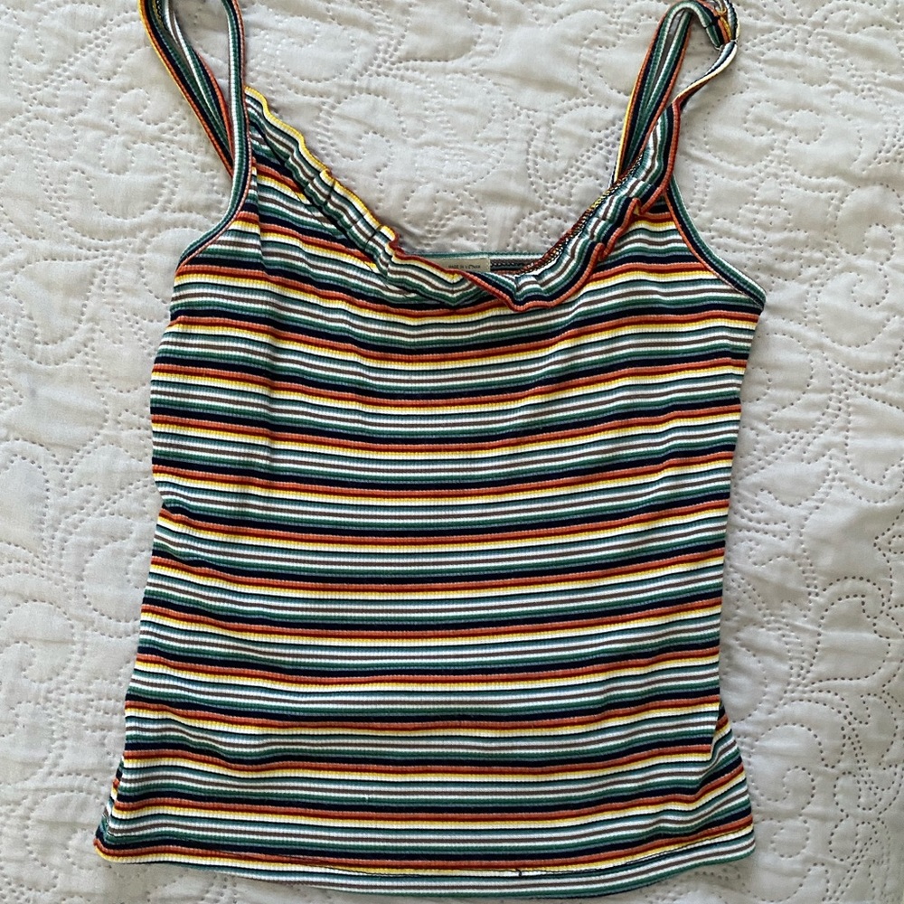 Colorful spaghetti strap stripped tank top